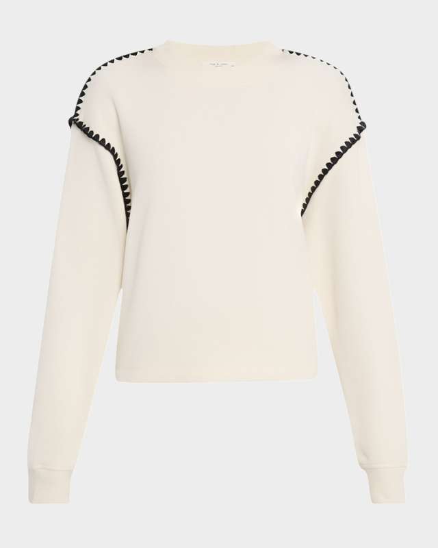 Vintage Terry Blanket-Stitch Pullover